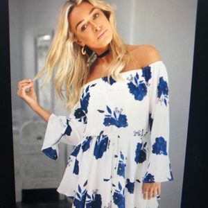 NWT NOVASHE Slash Neck Off the Shoulder Romper